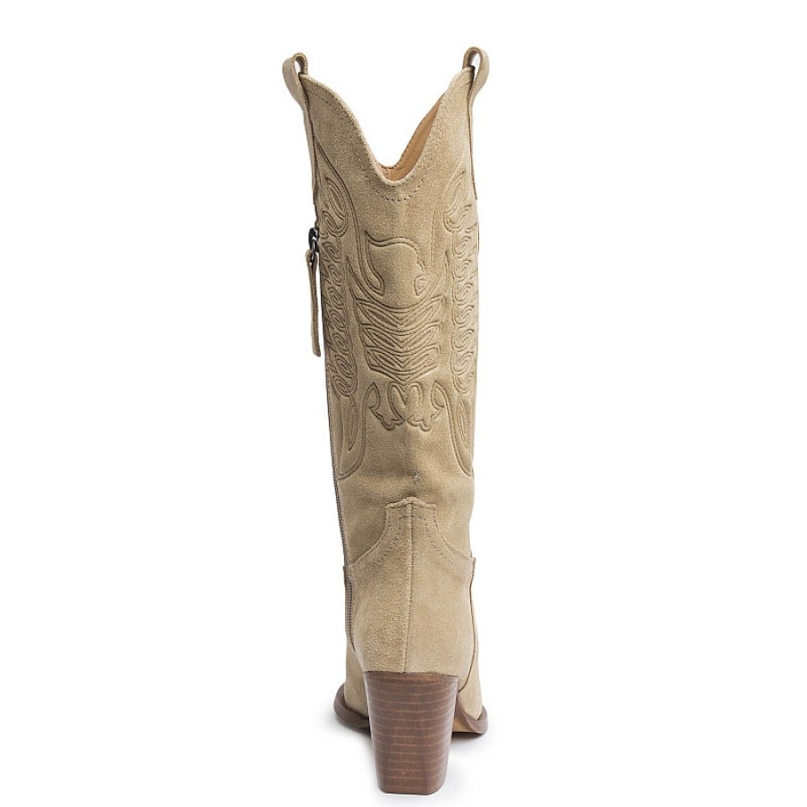Suede light leather cowboy boots Given - Vienty